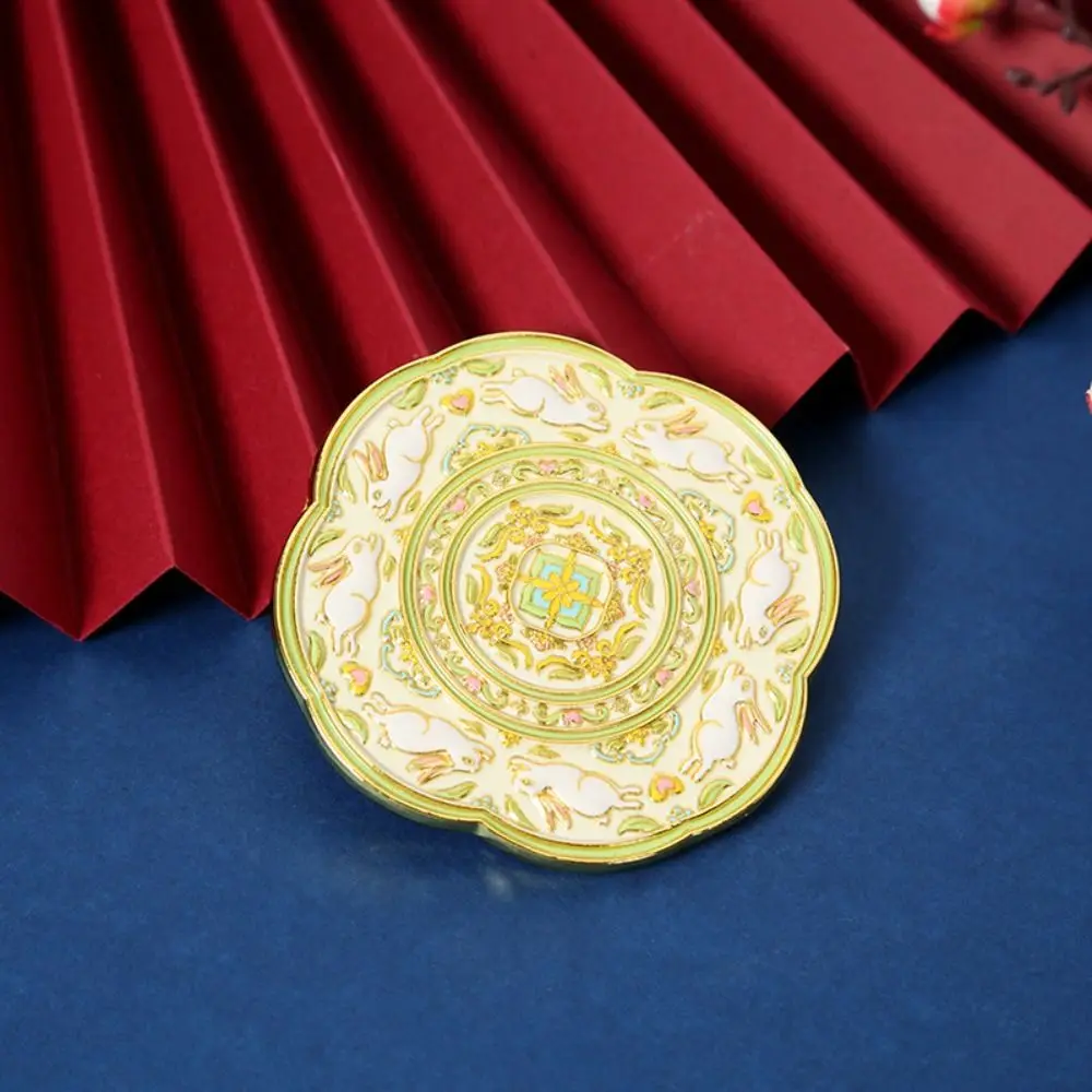 Vintage Handheld Chinese-style Pocket Mirror Portable Emboss Cosmetic Mirror Flower Pattern Panda Makeup Mirror Makeup