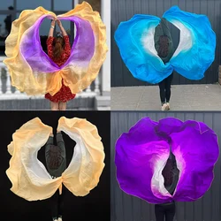 1PC Half Round 100%Silk Veils Real Silk Belly Dance Veil Bellydance Accessory Hand Scarf Shawls Dancer Stage Performance Prop