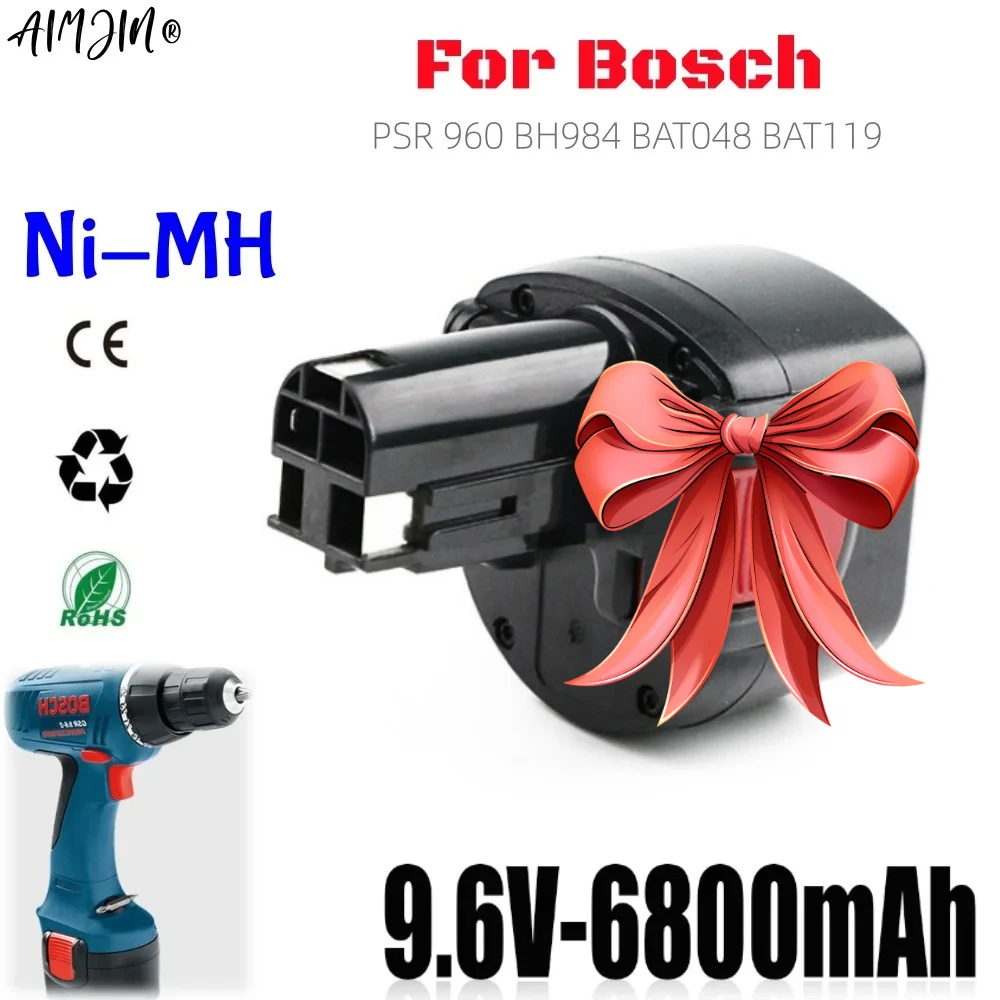 

9.6V Ni-MH Rechargeable Battery | 6800mAh, for Bosch PSR 960/BH984/BAT048/BAT119 Power Tools