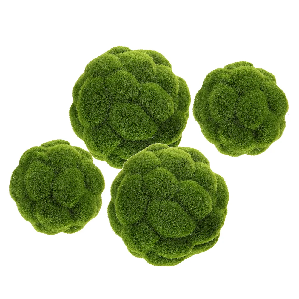 

4Pcs Faux Moss Ball Realistic Green Decorative Globe for Indoor Outdoor Display Wedding Centerpiece Hanging Plant Decor Spheres