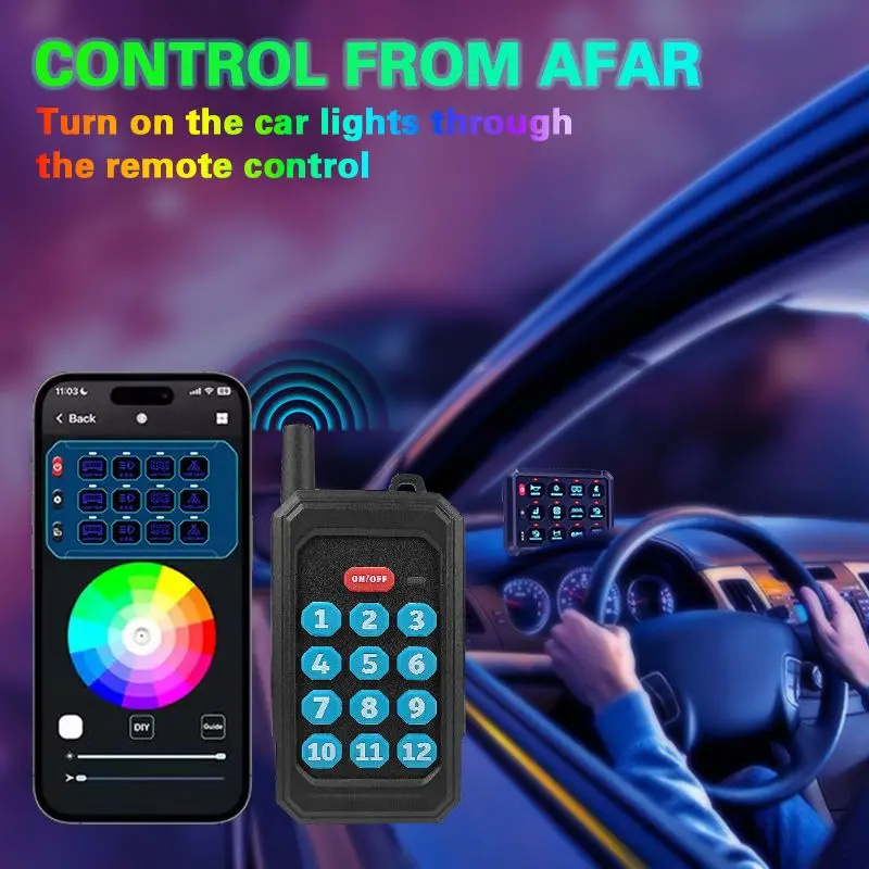 RGB 12 Gang Swith Panel 12V 24V LED On-Off Switch Panel LED Light Background Electronic Relay System APP Control Switch Panel