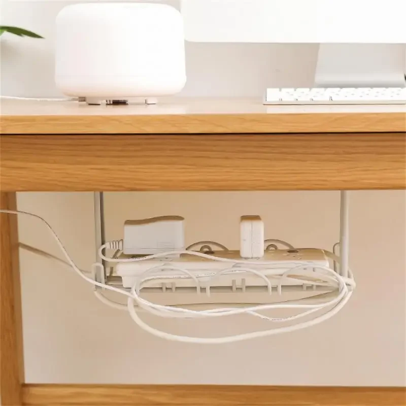 Home Office Desk Cable Organizers Under Table Wire Storage Rack Desk Bottom Shelf Outlet Holder Hanging Wire Cord Management