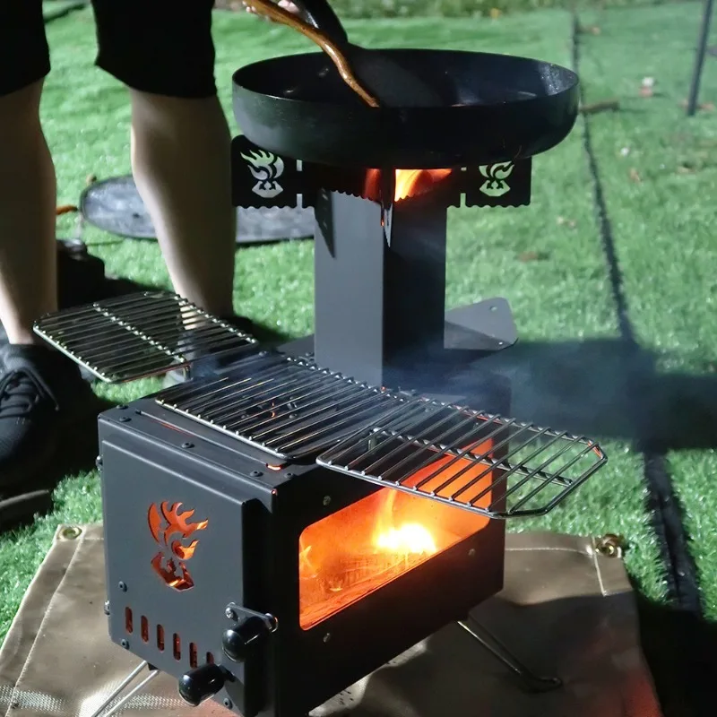 

New Camping Picnic Outdoor Barbecue Grill, Picnic Rocket Stove, Portable Folding Firewood Stove in Stock RS-006