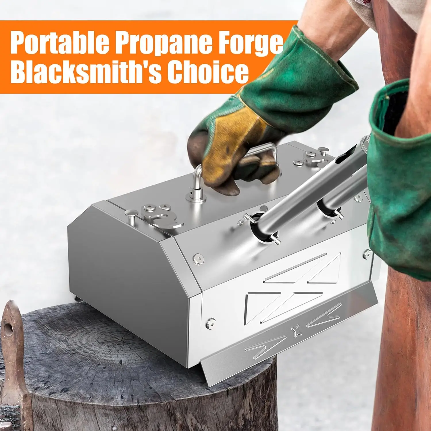 Portable Double Burner Forge Kit with 30PSI Regulator for Knife Making and Blacksmithing