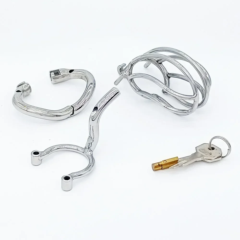 New Stainless Steel Male Chastity Cage with Removable PA Puncture Cock Cage Bdsm Sex Toys for Men Erotic Urethral Lock Device