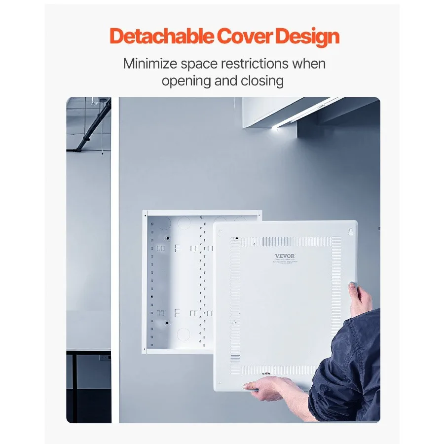 حاوية الوسائط المنظمة مقاس 17 بوصة في صندوق الوسائط التلفزيونية على الحائط مع غطاء #6