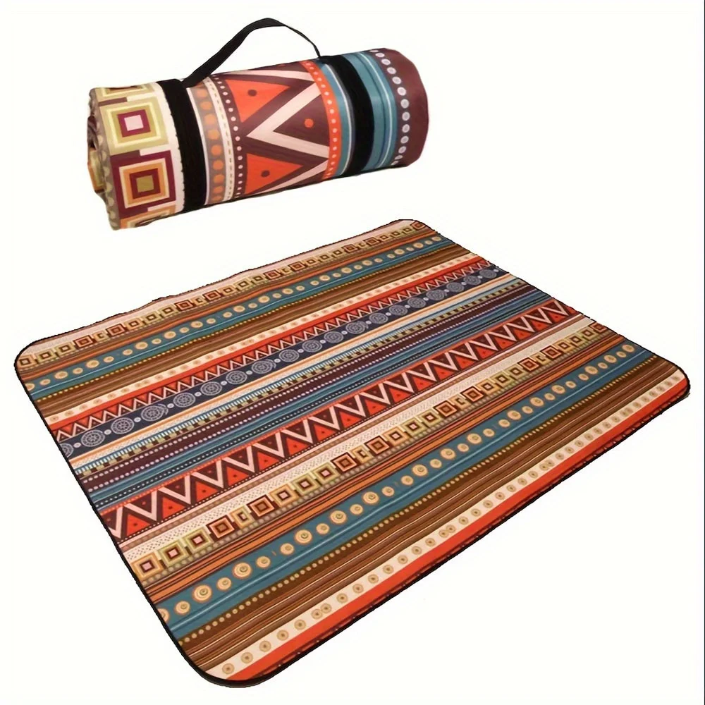 

1pc Unique Ethnic-Style Portable Waterproof Picnic Mat - Moisture-Proof and Waterproof Properties, Ultra-Portable Design - Perf