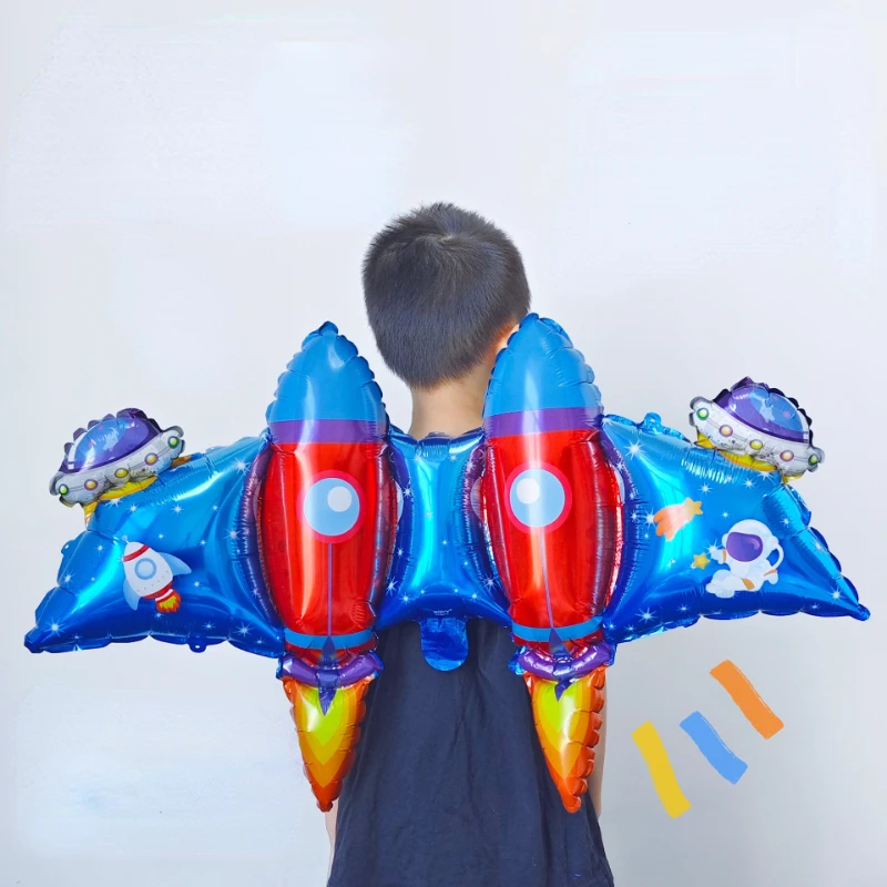 Aviation themed series rocket with wings aluminum foil balloons, personalized decoration for birthday parties