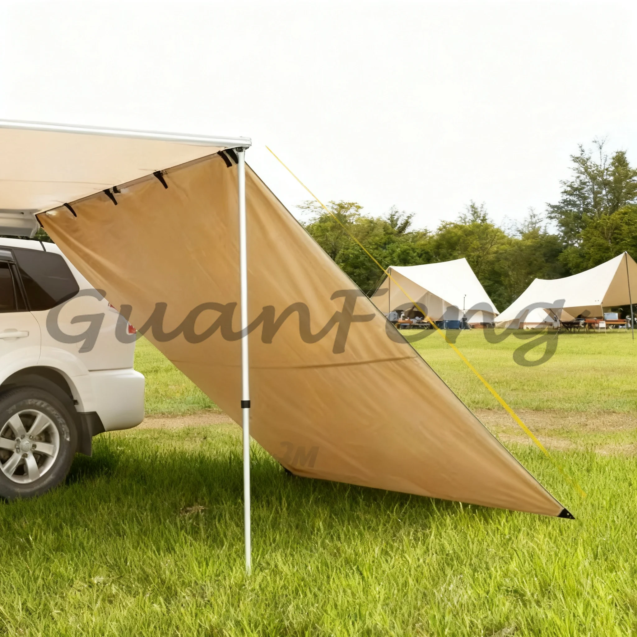Waterproof Car Side Sunshade Awning Tent with Crossbar Bracket Full Mesh Screen Wall Outdoor Camping Vehicle Shelter