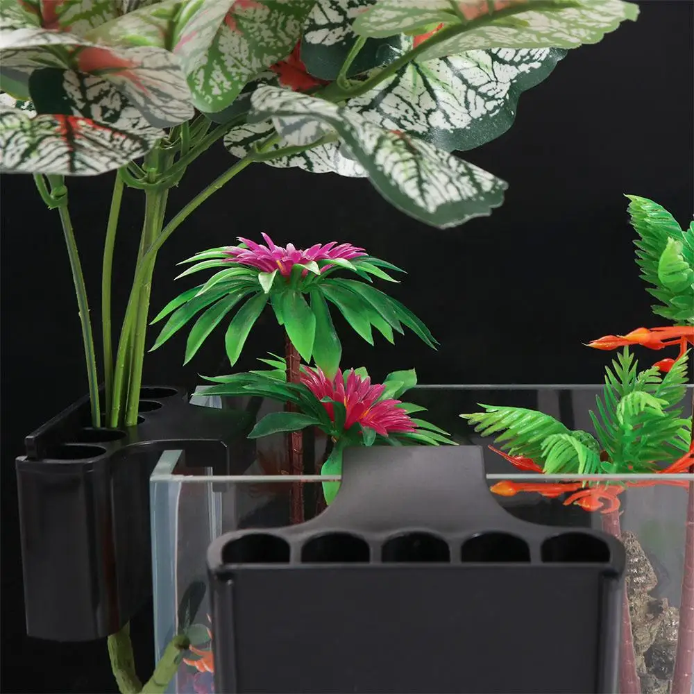 With Integrated Hook Aquarium Planter Plastic Black Aquatic Plant Pot with Hole Hanging Aquarium Plant Holder Fish Tank