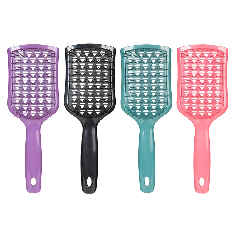 Shield Diamond Massage Openwork Comb spazzola per capelli antistatica asciutta e bagnata Fluffy High Skull Top Hair Styling pettine strumento per parrucchieri