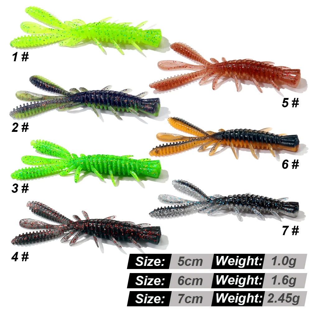 Floating Soft Lures Kit 5cm 6cm 7cm Shrimp Jig Rig Pesca Gear Tackle Silicone Swimbait Carp Attract Fishing Set 10-20pcs Bait