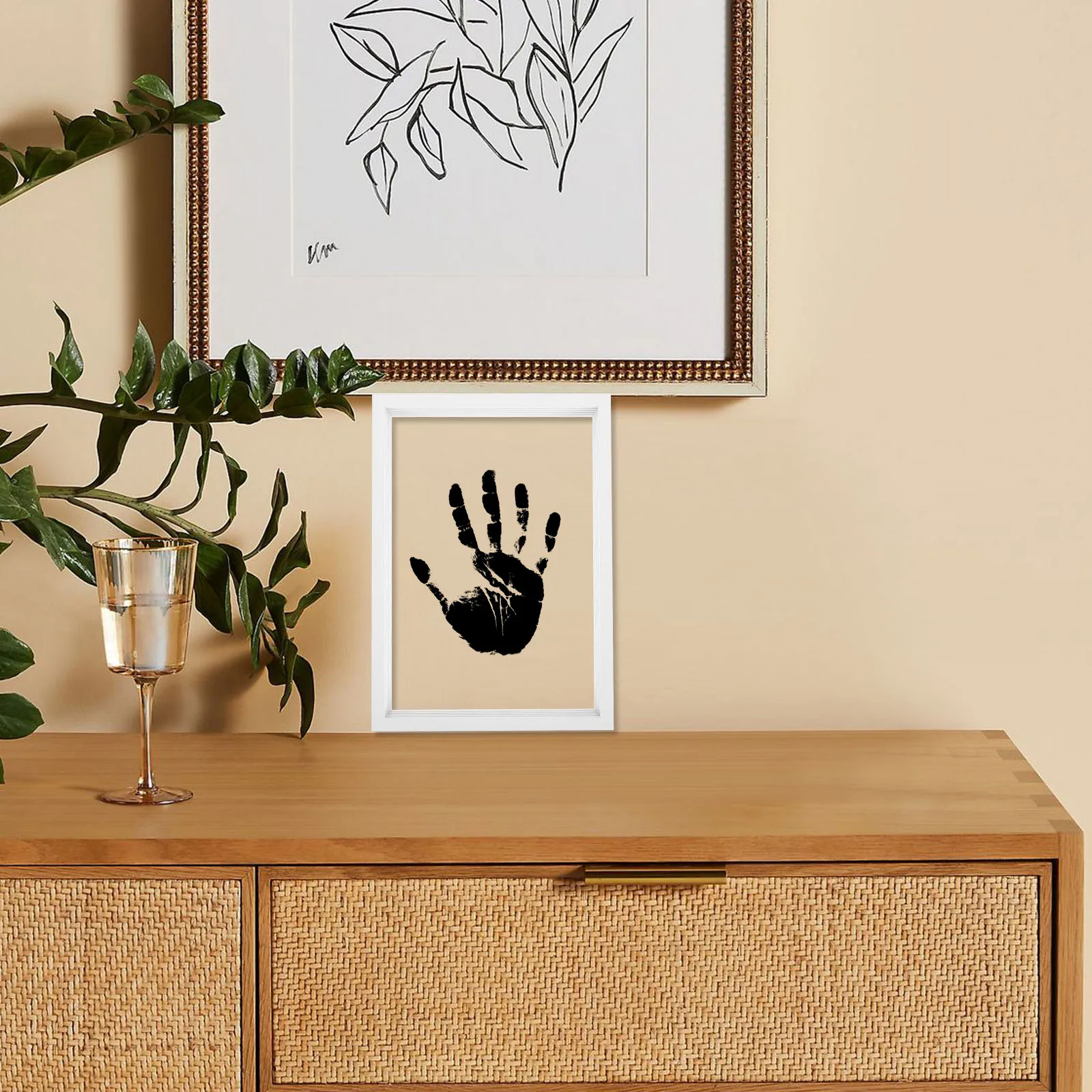 

Handprint Decorative Frame Wooden Photo Frames Craft Display Case Family Keepsake Artistic Creation Baby Footprint Pet Oil