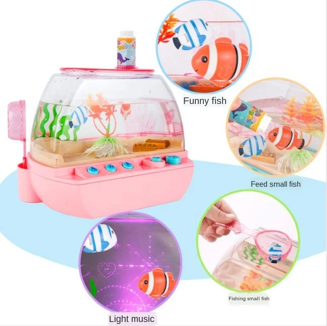 Korea Style Simulation Aquarium Pet Electronic Toys Lovely Mini Fish Tank Toy For Children ABS Material Home Decoration ZL688