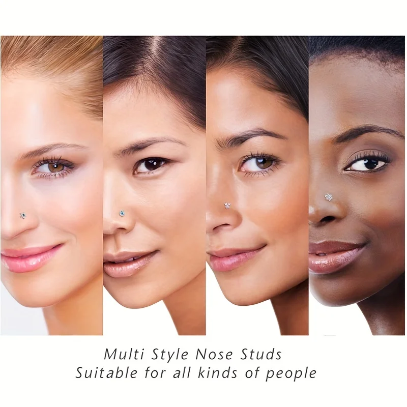 تشيكوسلوفاكيا فراشة ستار زهرة الأنف ثقب المجوهرات للنساء ، الأنف خواتم ترصيع ، L شكل مسامير ، 20 جرام ، 4 قطعة