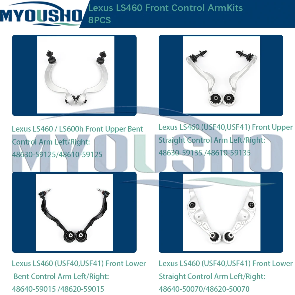 Myousho 8pcs  Front Suspension Control Arm Kits For Lexus LS460 S460L USF40 USF41 48640-50110 48640-59015 48610-59135