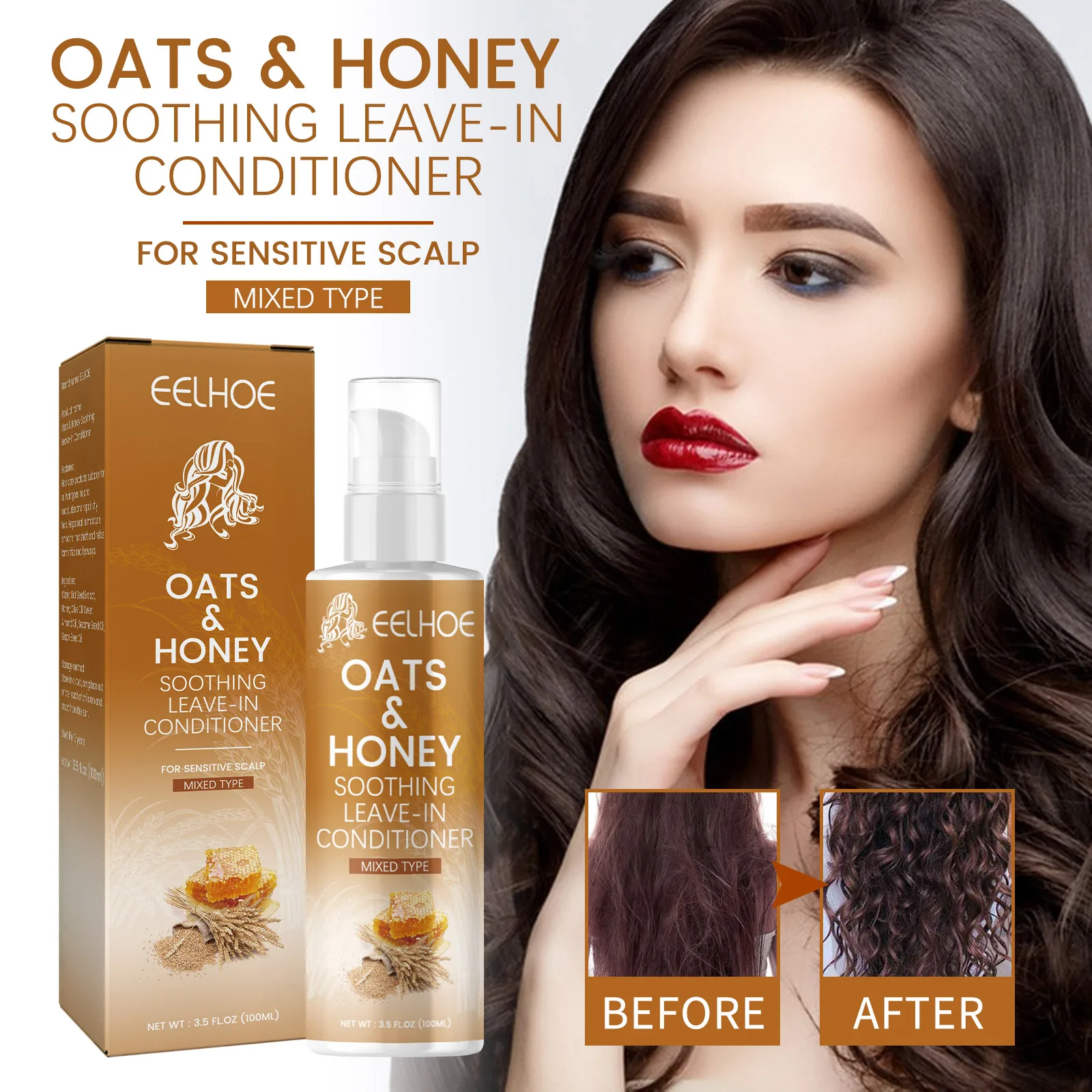 Oat Honey Hair Conditioner Without Washing Improve Frizz Nourish Repair Damaged Hair Soft Fluffy Non Sticky Hair Care Product