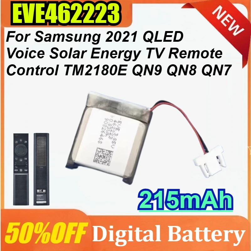 

215mAh EVE462223 BN59-01357A Battery for Samsung 2021 QLED Voice Solar Energy TV Remote Control TM2180E QN9 QN8 QN7