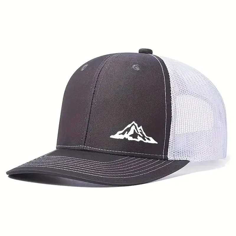 Mountain Printing Baseball Caps for Men Women Fashion Mesh Splicing Breathable Adjustable Sun Hats Outdoor Sports Snapback Caps