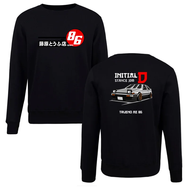 Initial D JDM 86 Japanese Car Hoodie Men Retro 90s Manga Print Classic Unisex Sweatshirt Male Cotton Harajuku Sweater Tops