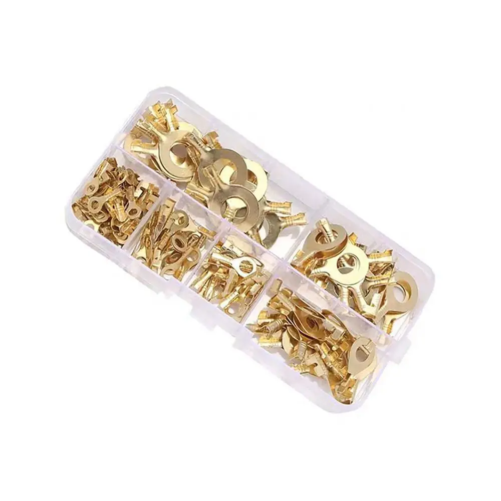 150pcs Boxed Terminal Block Wire Connector M3/M4/M5/M6/M8/M10 O-type Ground Lugs Terminal Cold-Pressed Copper Tab Wiring Nose