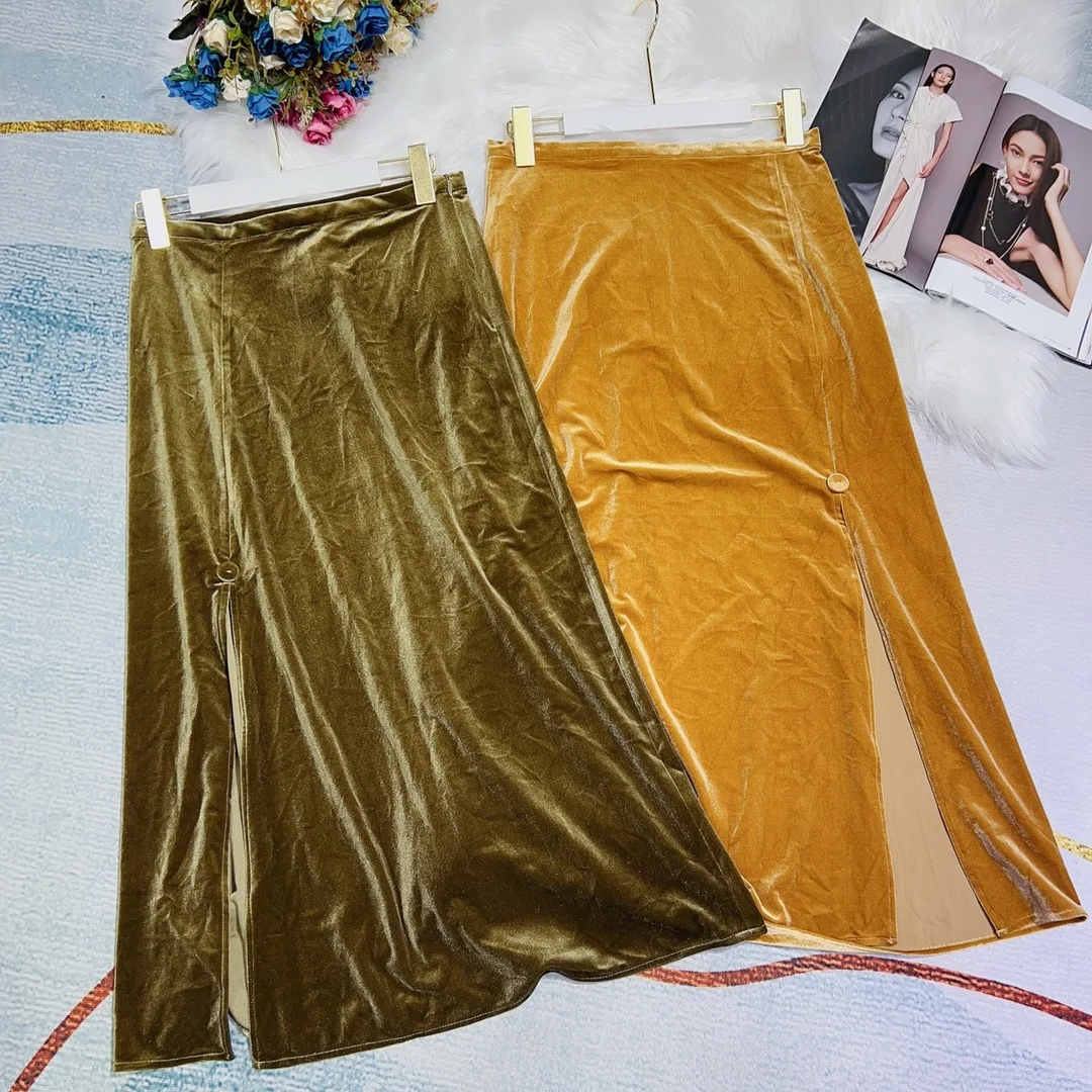 

Winter 2023 Autumn New and Women's Velvet Split Skirt 0920