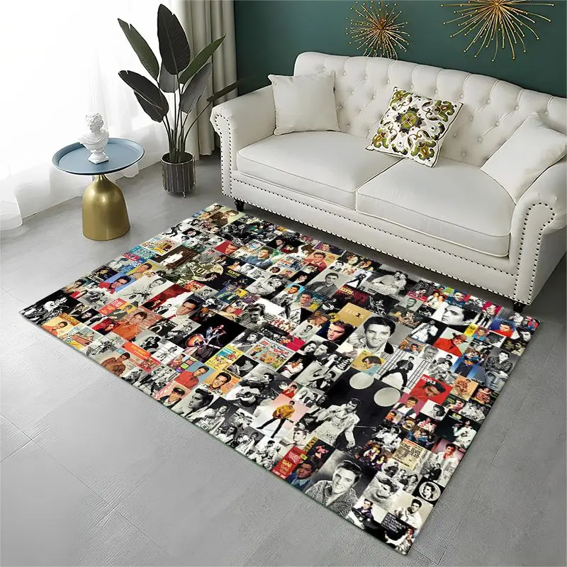 Retro The King E-Elvis Presley Non-Slip Area Rug for Living Room,Bedroom,Playroom,Soft Carpet Floor Mat Home Decor Rug  Room