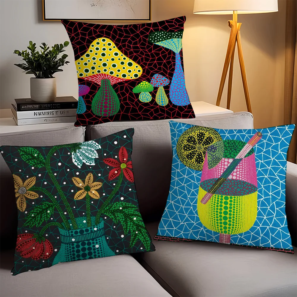 Aesthetic Art K-Kusama Y-Yayoi  Pillow Case Office Cushions Suitable For Sofa Car Bedroom Decorative Cushion Cover