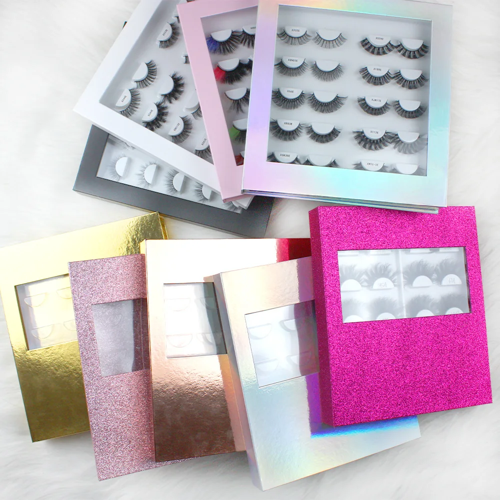 Wholesale Flip Cover Magnetic Boxes for 10 Pairs Eyelash Books 10-pair Mink Eyelashes Packing Box Case Customs Makeup customize