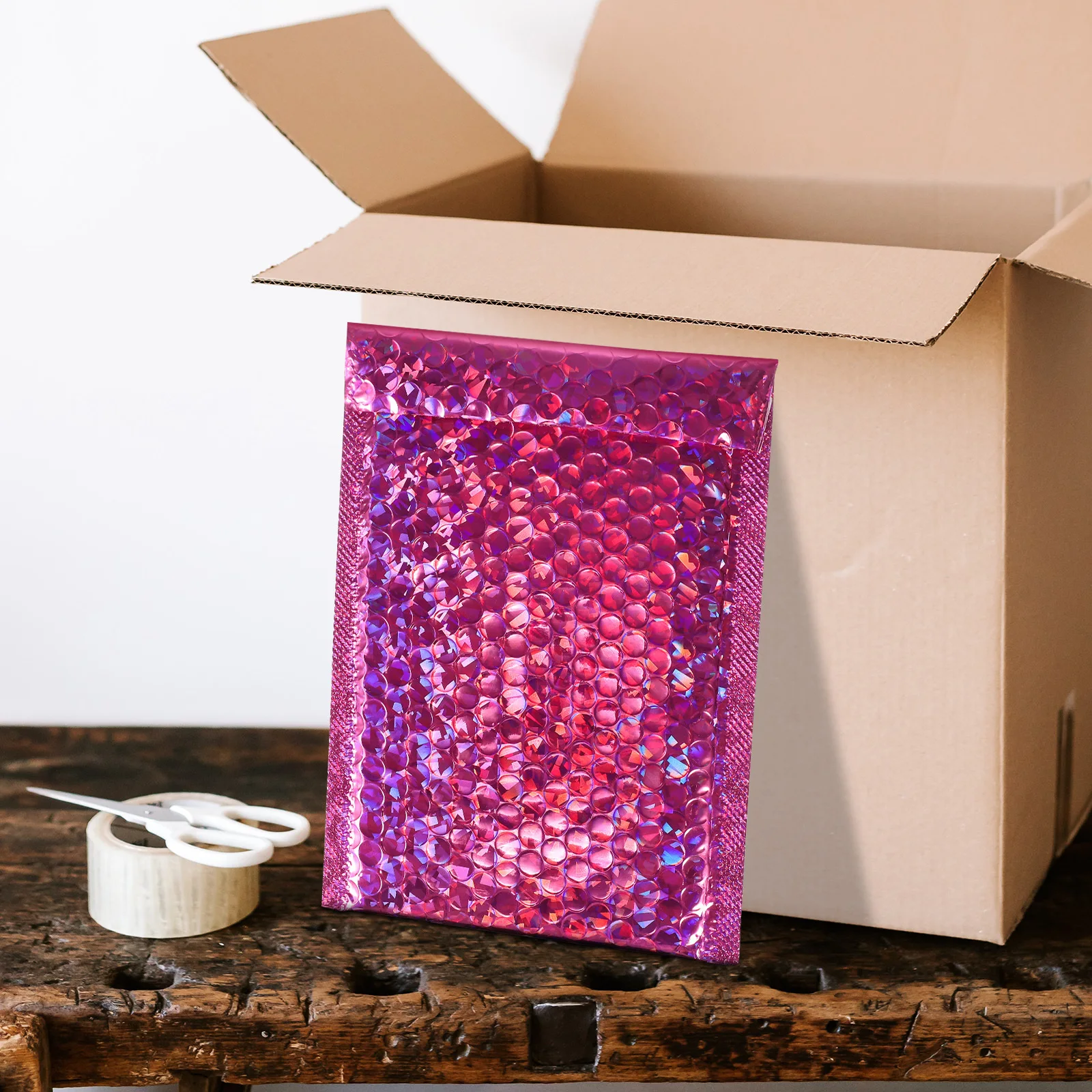 16 pçs bolha holográfica mailers auto-vedação almofada envelopes sacos de transporte acolchoados para pequenas empresas envelopes de bolha