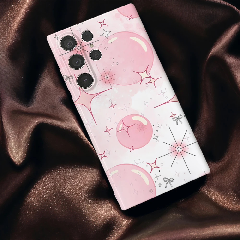 Custodia per telefono Pink Sparkle Bubbles per Samsung Galaxy S25 S24 S23 Ultra Plus A35 A228 Pellicola rigida lucida HD