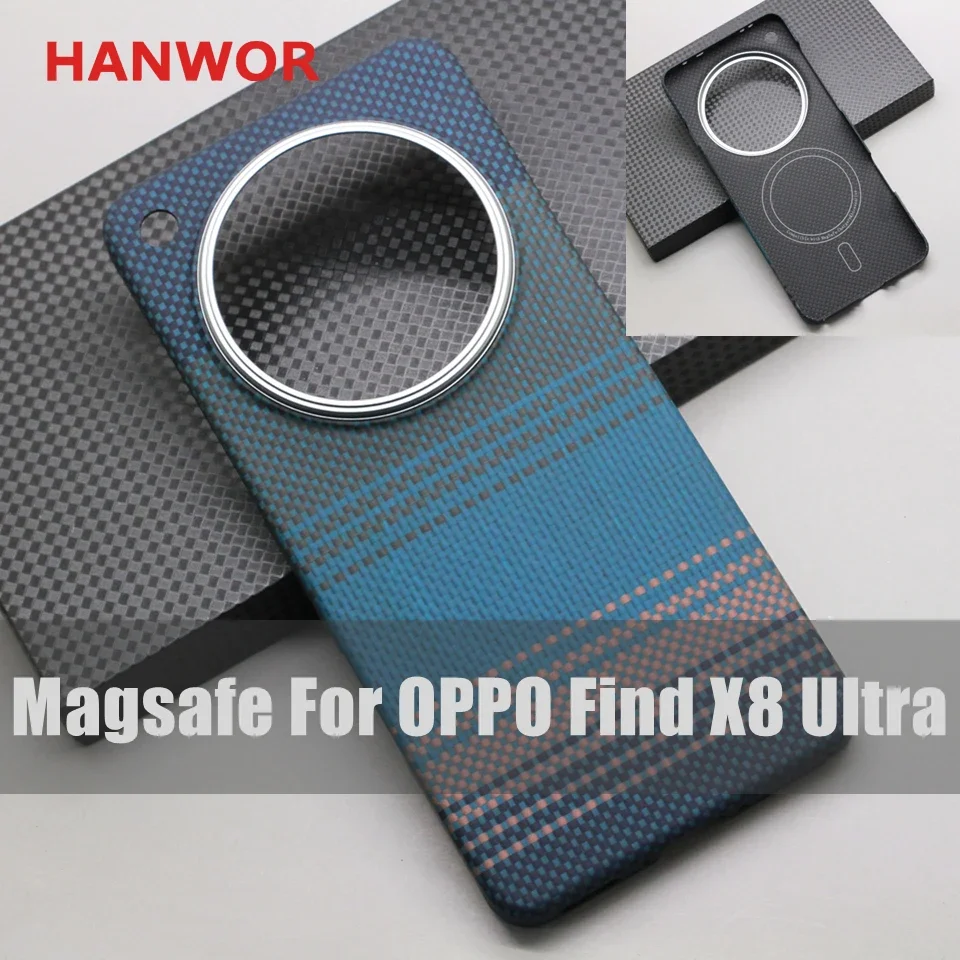 

HANWOR Magnetic Carbon Fiber Phone Case for OPPO Find X8 Ultra Magsafe Cover 600D Aramid Fiber Find X8 Ultra Magnetic Case