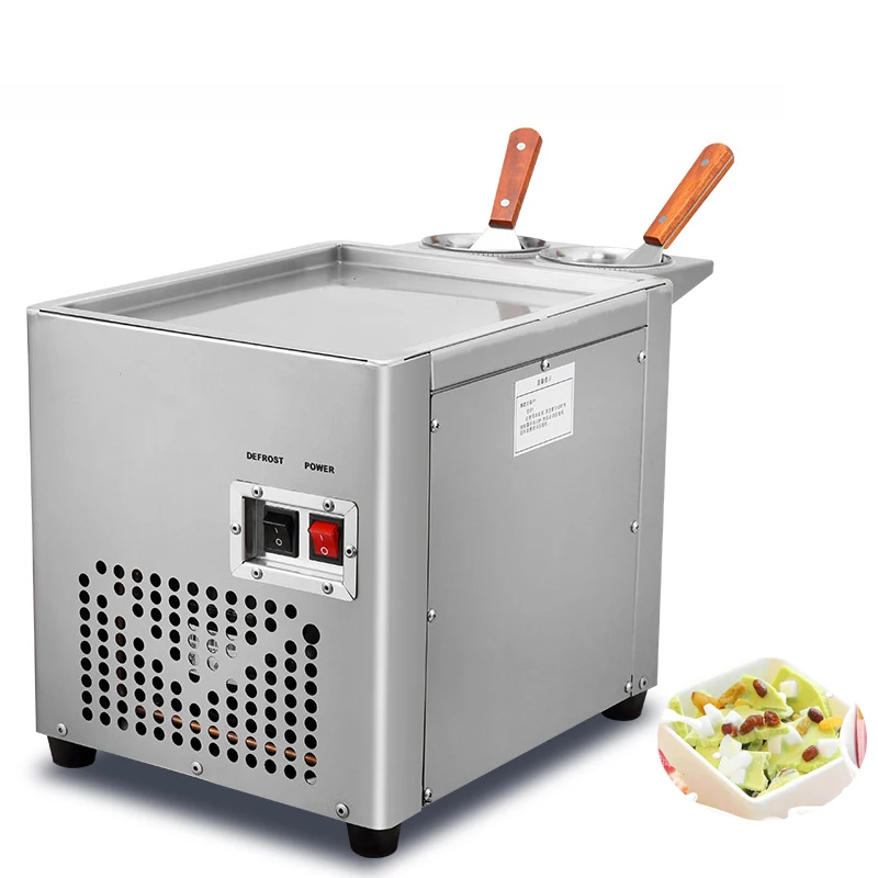 

Table Top Thai Stir Fry Ice Cream Rolls Machine Cold Pan Commercial Fried Yogurt Fruit Sand Ice Machine