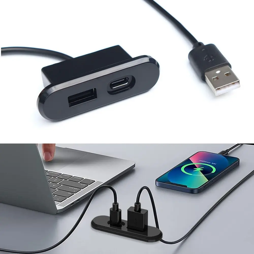 Embedded Table USB Power Socket USB TYPE-C Charger 1.2M Cord Desktop Charge Adapter 10W Furniture Sofa Socket