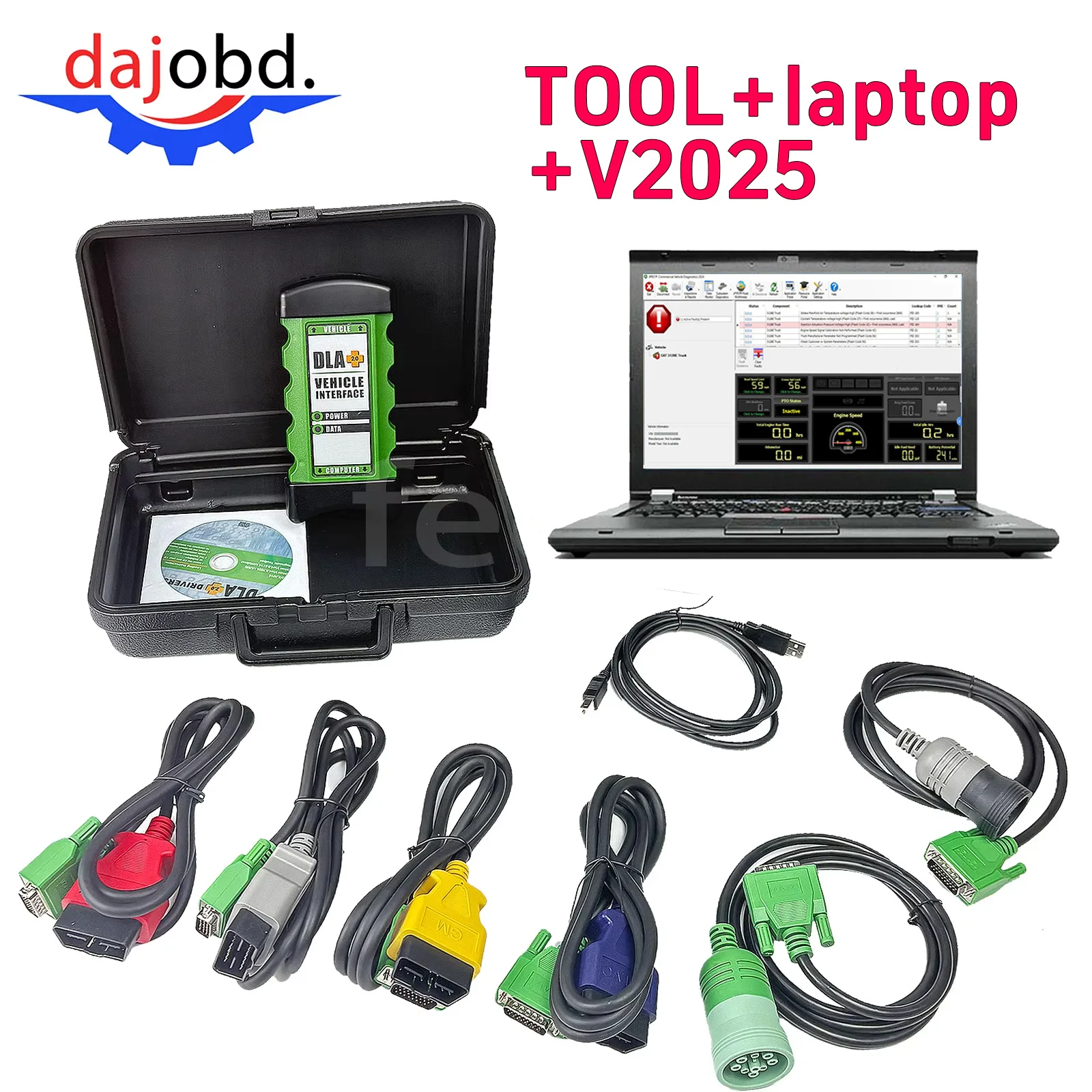 JPR Professional Diagnostic Tool Heavy-Duty Scanner 2025 Version with Laptop DLA+2.0 Adapter for Truck New