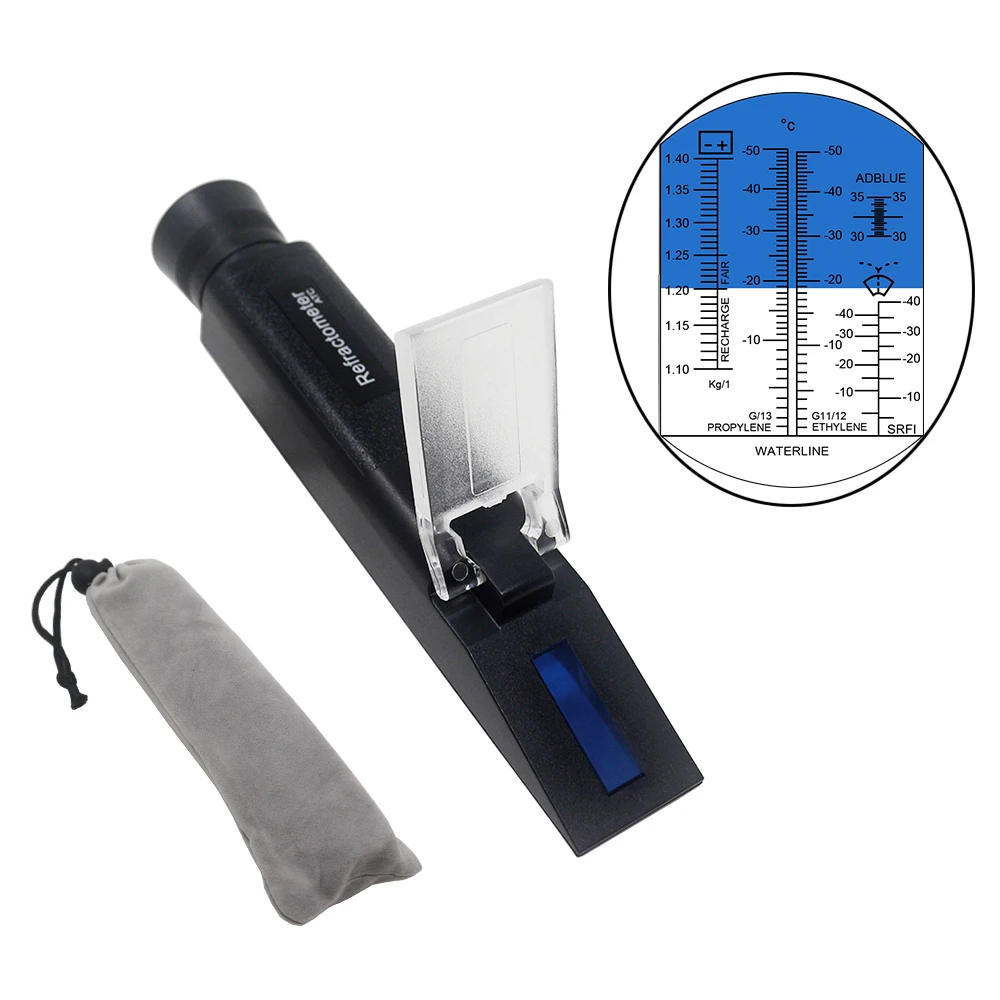 4 in 1 Handheld Refractometer Car Antifreeze Glycol Battery Acid Ethylene Glycol Propylene Glycol Cleaner ATC Refractometer