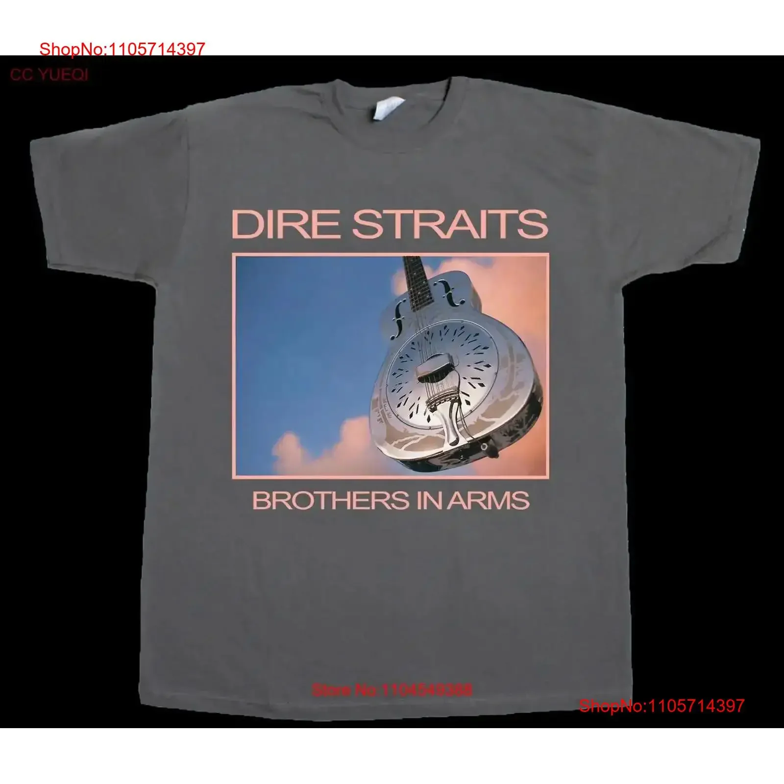 dire straits brothers in arms mark knopfler rock new grey T Shirt vintage Washed Casual homme designer clothes Unisex Versatile