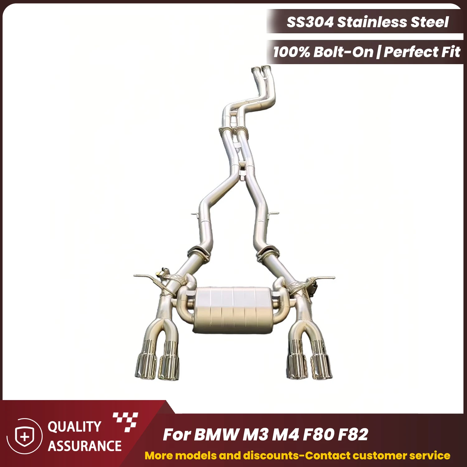 

Stainless Steel Catback Exhaust ECCF for BMW M3 M4 F80 F82 Track-Inspired No Drone Plug & Play OEM Warranty Friendly