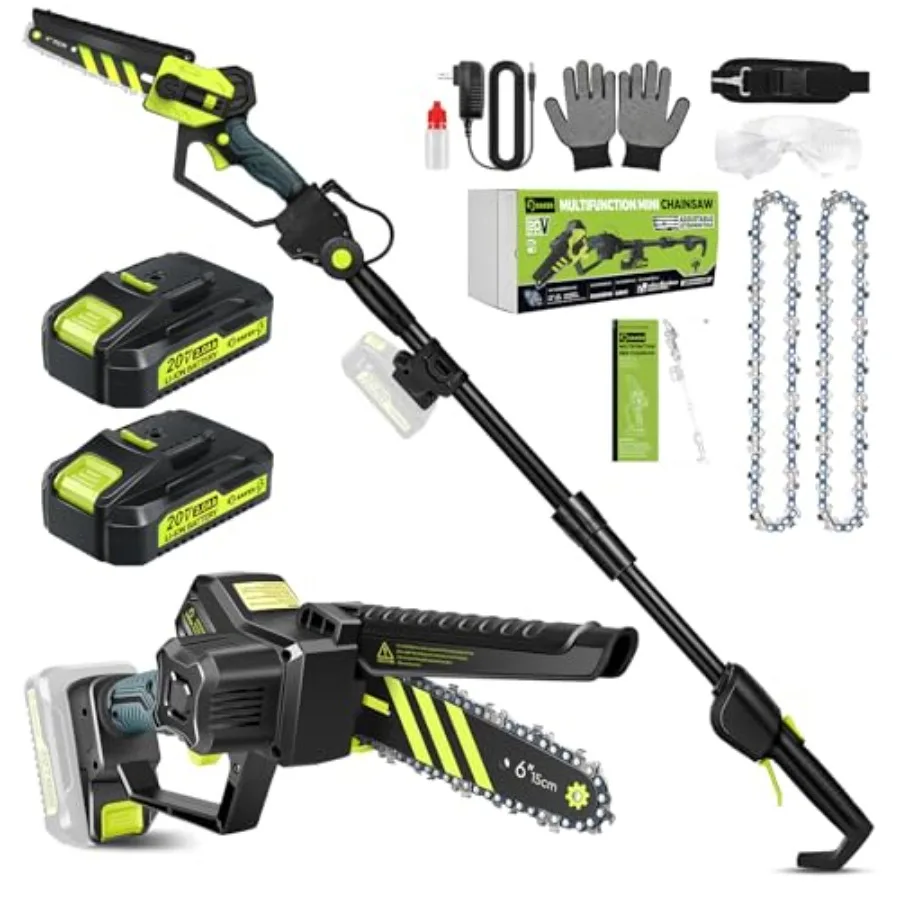 

Электрическая пила-высоторез и мини-бензопила 2-в-1, беспроводная, бесщеточная, аккумуляторная, с цепью 6 дюймов