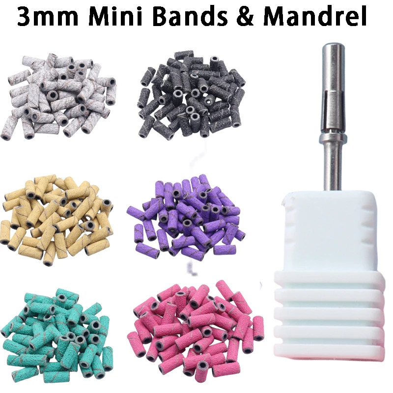 

50pcs per box with Mandrel Mini Zebra Sanding Bands Stainless Steel Nail Drill Bits Mandrel Electric Manicure Accessories Tool