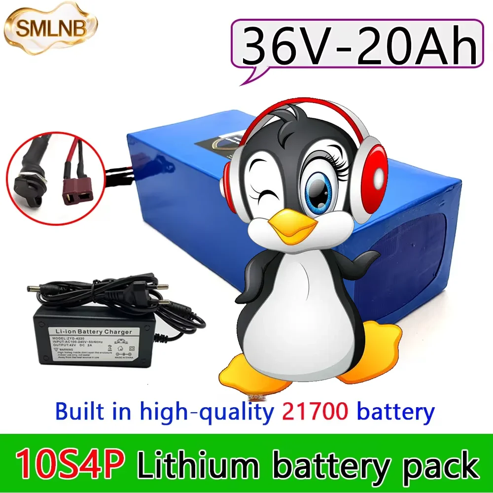 

NEW 36V 10S4P 20Ah 1000W high-power 21700 Li-ion Battery Pack w/ BMS customizable with various connector plugs with 2A Charger