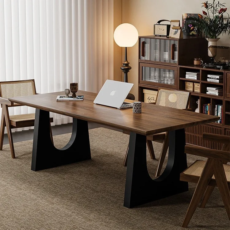 Mesa de jantar moderna nórdica em madeira maciça, para sala de estar, mesa longa, bancada de trabalho, mesa de jantar grande, mesa de escritório integrada para conferências