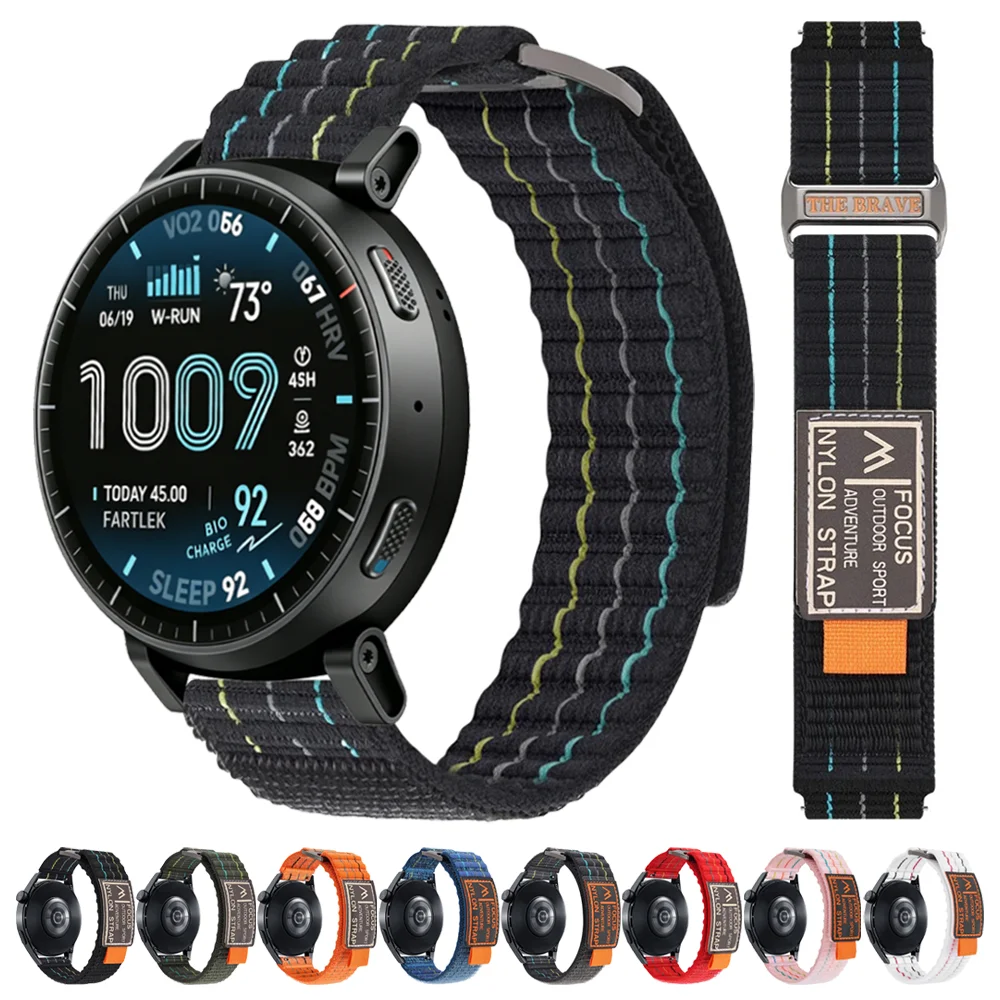 Bracelet en Nylon Correa, 20 22mm, pour Amazfit Active 3 2 Max/Bip 6 5/GTS 4/3/2/2e/GTS 2 Mini band GTR 4/3/3 Pro/42mm/47mm/2/2e