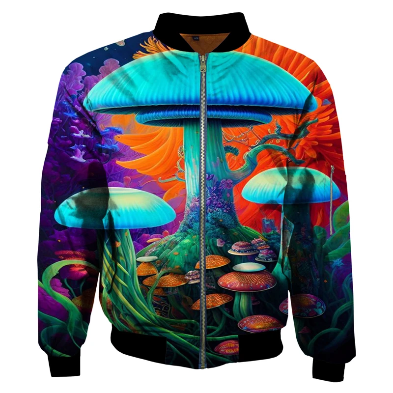 

2024 Men's Mushrooms 3D Print Zipper Jacket Fashion Casual Unisex Street Long Sleeve Mens Zipper Jackets Hoodie Ropa Hombre Top