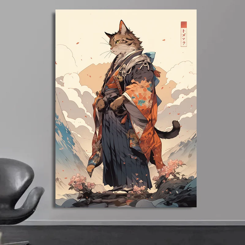 Japan Fantasy Geisha Mouse Cat Samurai Frog Warrior Dragon Bear Wolf Owl Tiger Wall Art Canvas Painting Print Room Home Decor