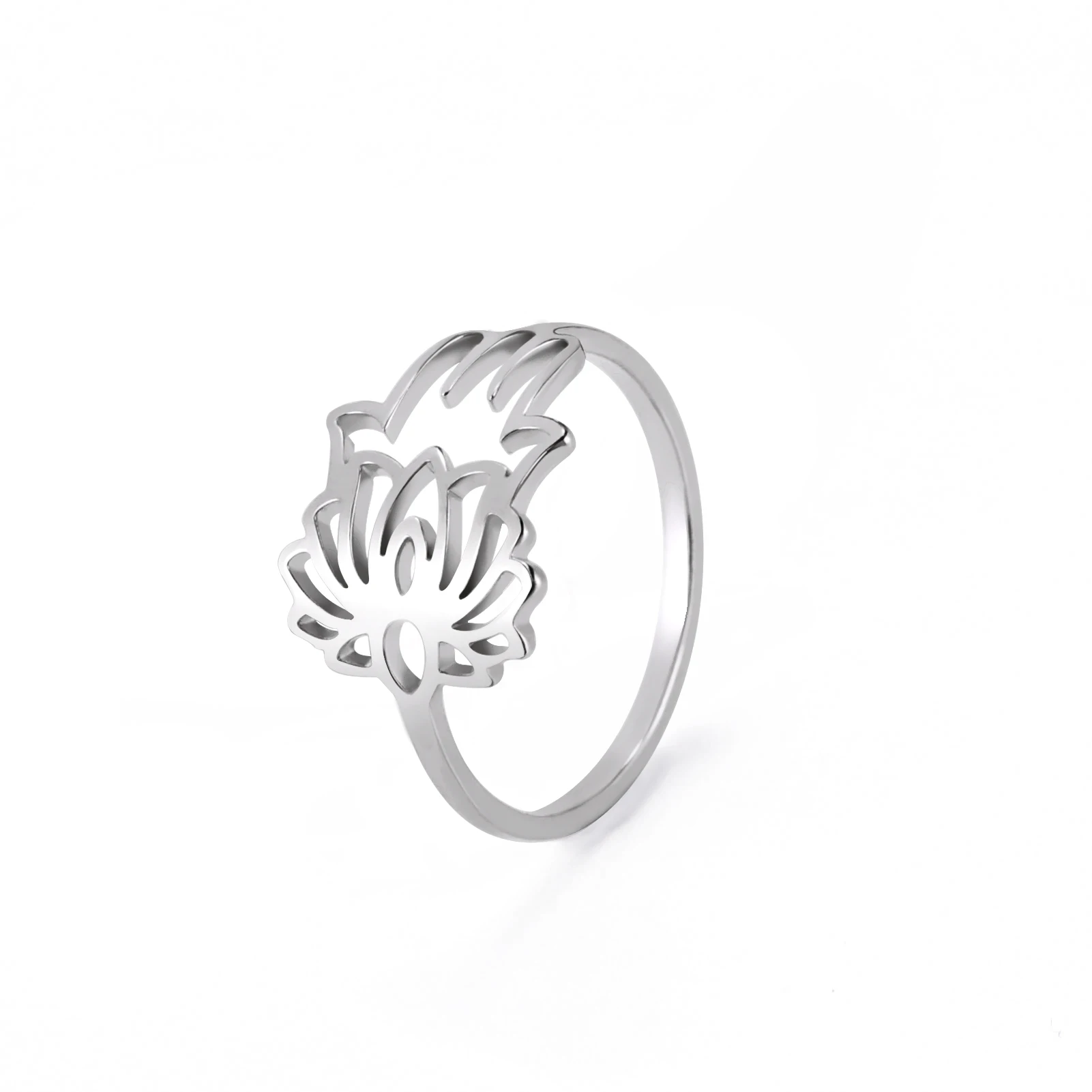 Kkjoy Damenringe, silberfarben, Hamsa, Hand der Fatima, Edelstahl, weibliche Persönlichkeit, hohler Schmuck, Accessoires, Mädchen-Geschenk – Detail 22