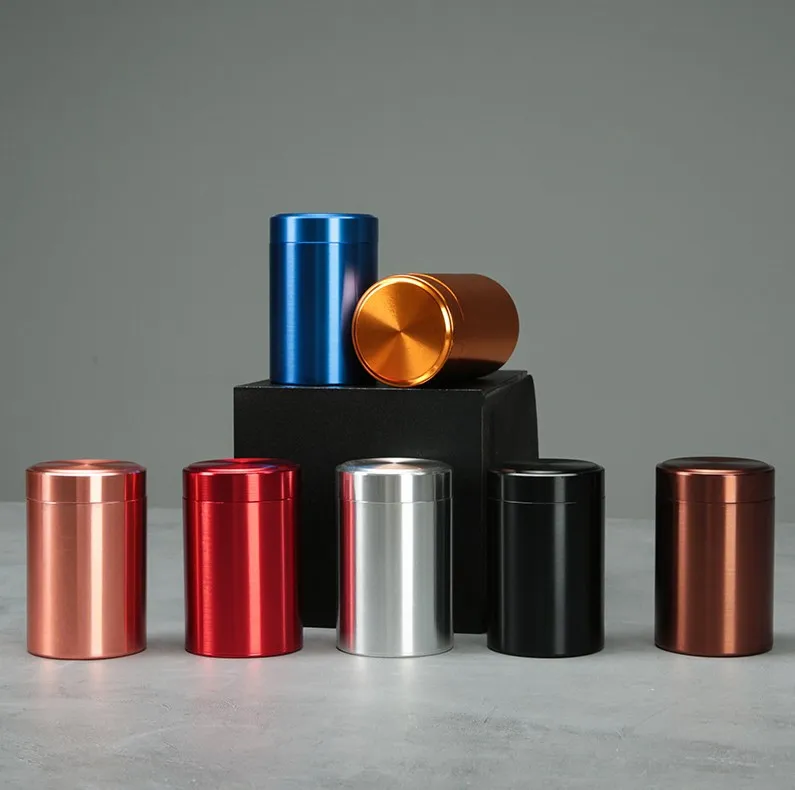 100Pcs Solid Color Airtight Smell Proof Container Aluminum Alloy Herb Stash Metal Sealed Can Tea Jar Storage Boxes ni721 - view 2