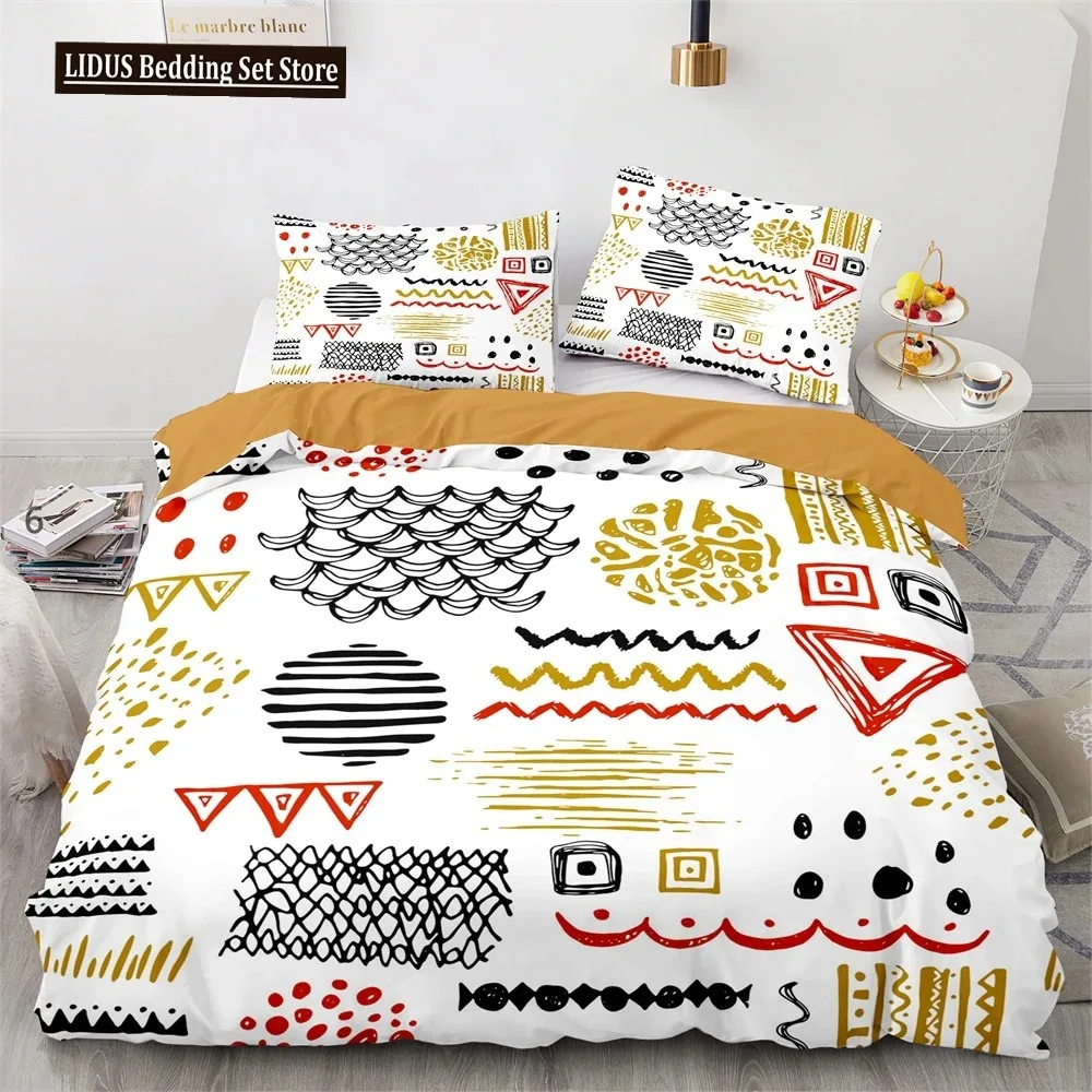 Tribal Duvet Cover Set Secret Tribe Pattern In Bohemian Style Decorative Polyester Bedding Set With Pillowcase King Queen Size