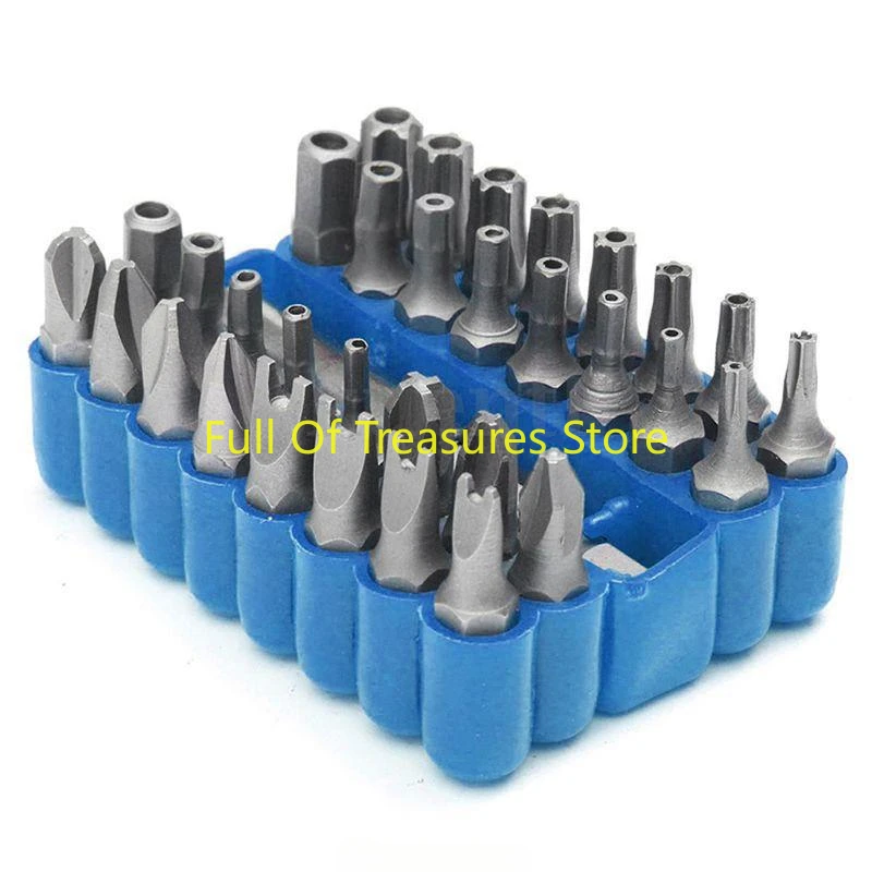 hollow Security Bit 33Pcs Set Tamper Proof Torx Spanner Screwdriver Star Hex Holder Rod M15 21