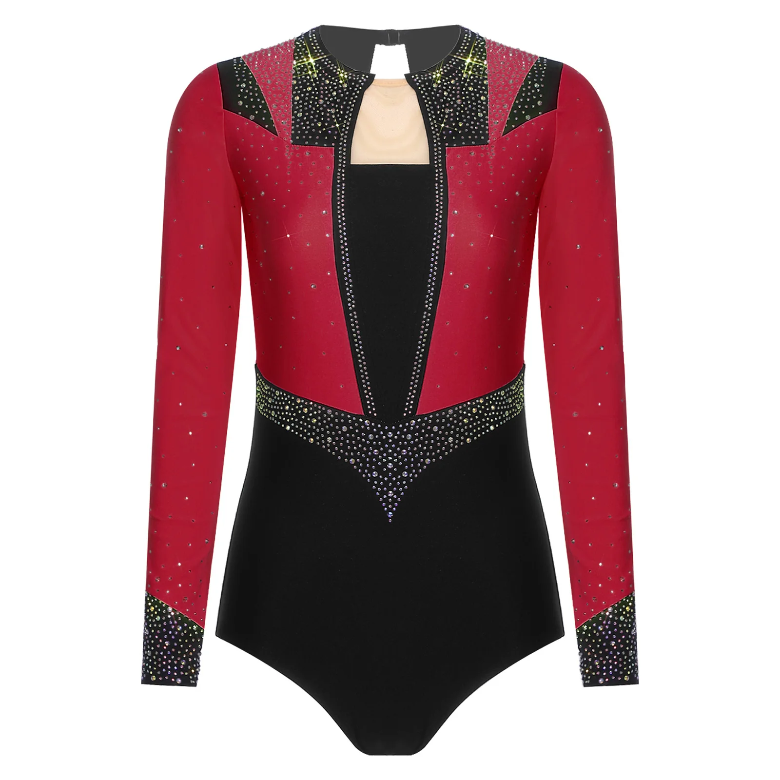 

Women Lyrical Gymnastics Waltz Ballroom Dance Leotard Shiny Long Sleeve Bodysuit for Ballet Waltz Figure Skating Dance Costumes